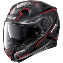 Integrierter Motorradhelm Nolan N87 Plus OVERLAND N-Com 031 Matt Schwarz Rot