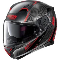 Integrierter Motorradhelm Nolan N87 SIOUX N-Com 105 Matt Schwarz Rot