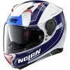 Integrierter Motorradhelm Nolan N87 SKILLED N-Com 099 Weißmetall Blau