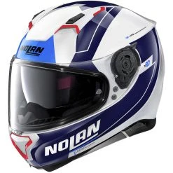 Integrierter Motorradhelm Nolan N87 SKILLED N-Com 099 Weißmetall Blau