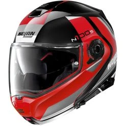 Modularer Motorradhelm P / J Homologation Nolan N100.5 HILLTOP N-Com 050 Glänzend Schwarz Rot