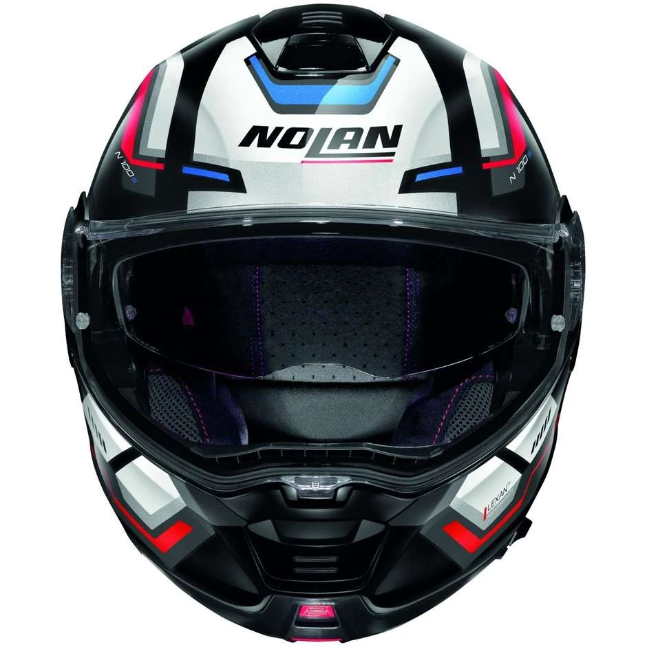 Modularer Motorradhelm P / J Nolan N100.5 UPWIND N-Com 063 Zulassung Weiß Blau Rot 3 Modularer Motorradhelm P / J Nolan N100.5 UPWIND N-Com 063 Zulassung Weiß Blau Rot – Bild 3