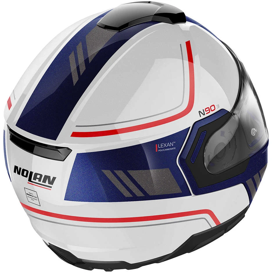 Modularer Motorradhelm P / J-Zulassung Nolan N90.3 VOYAGER N-Com 020 Weißmetall Blau 2 Modularer Motorradhelm P / J-Zulassung Nolan N90.3 VOYAGER N-Com 020 Weißmetall Blau – Bild 2