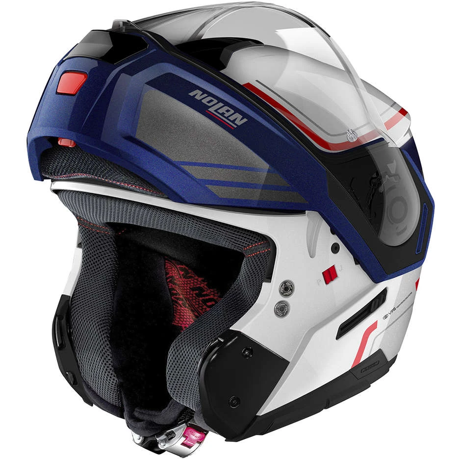 Modularer Motorradhelm P / J-Zulassung Nolan N90.3 VOYAGER N-Com 020 Weißmetall Blau 4 Modularer Motorradhelm P / J-Zulassung Nolan N90.3 VOYAGER N-Com 020 Weißmetall Blau – Bild 4