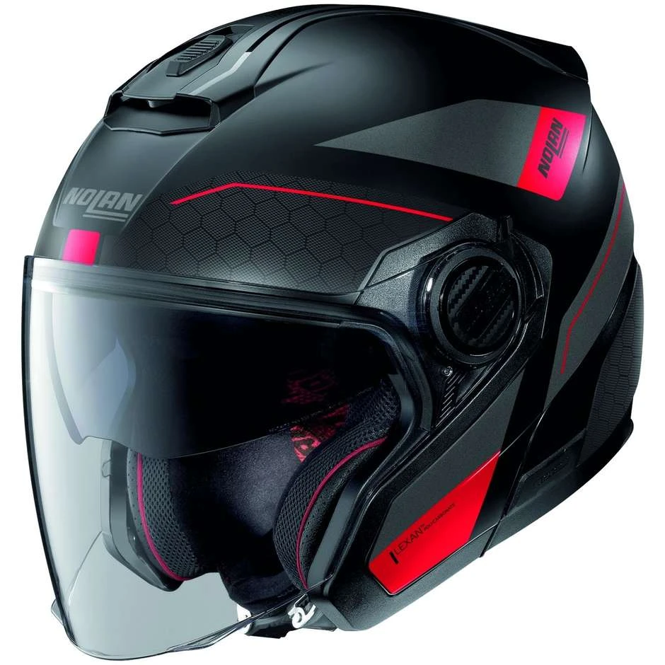 Motorradhelm Jet Nolan N40.5 PIVOT N-Com 025 Schwarz Rot Opak 1 Motorradhelm Jet Nolan N40.5 PIVOT N-Com 025 Schwarz Rot Opak