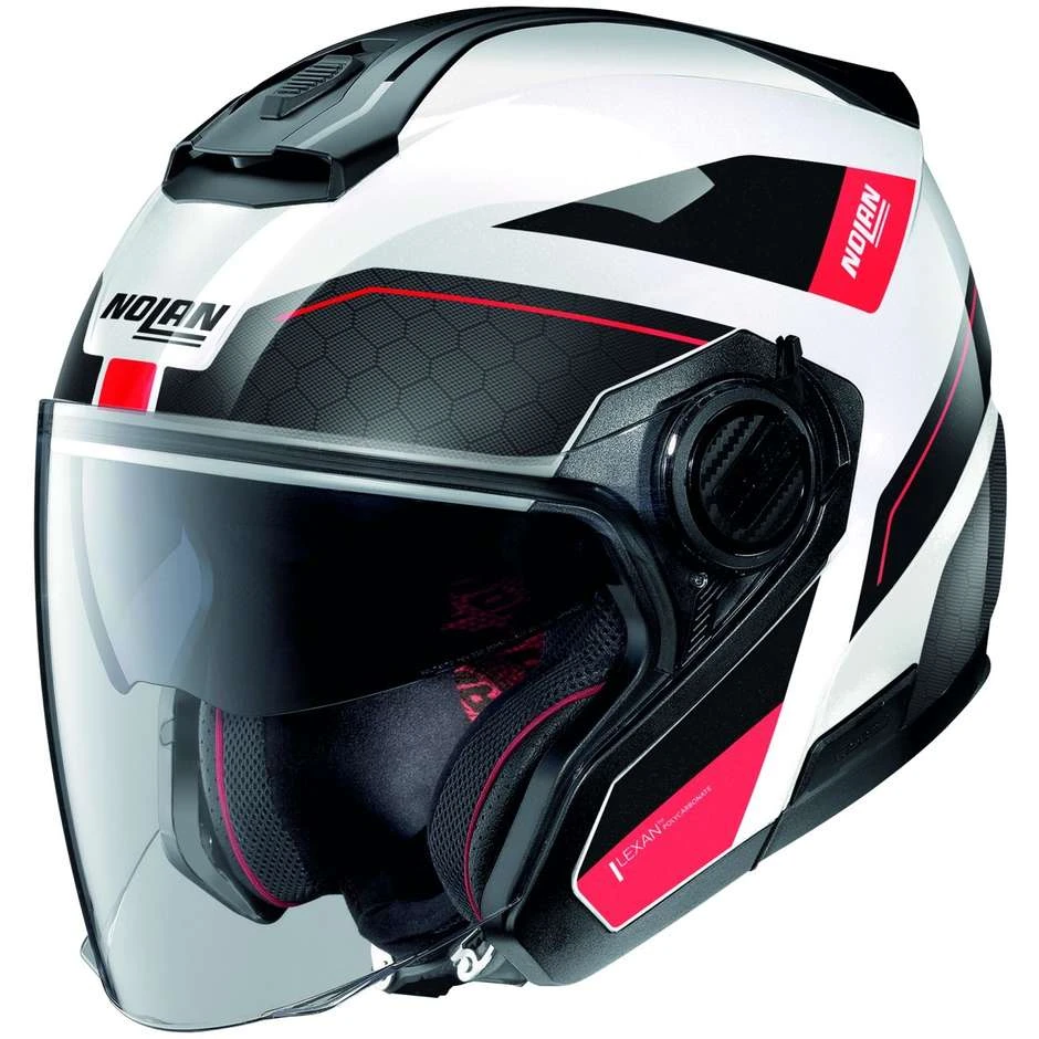 Motorradhelm Jet Nolan N40.5 PIVOT N-Com 027 Weiß Schwarz Rot 1 Motorradhelm Jet Nolan N40.5 PIVOT N-Com 027 Weiß Schwarz Rot